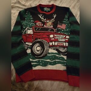 Holiday Sweater with Reindeer and Truck Design.  Like New, non-smoking home!